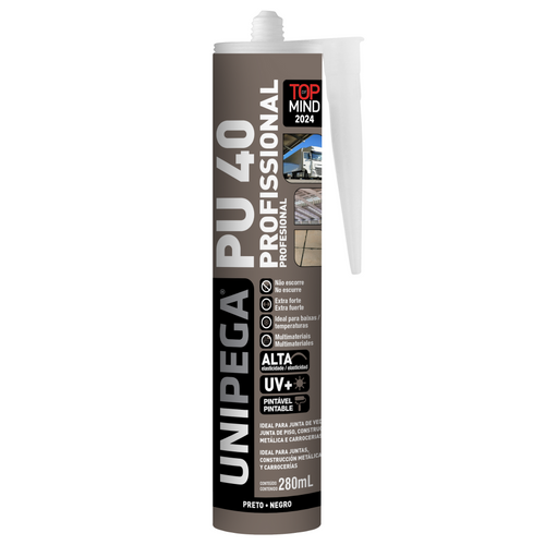 Sellador poliuretánico Unipega PU 40 Profesional 280 ml - Negro